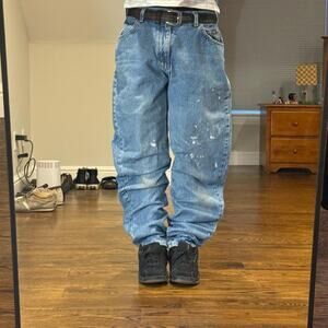 vintage 2000s baggy wide leg stonewash lee jeans